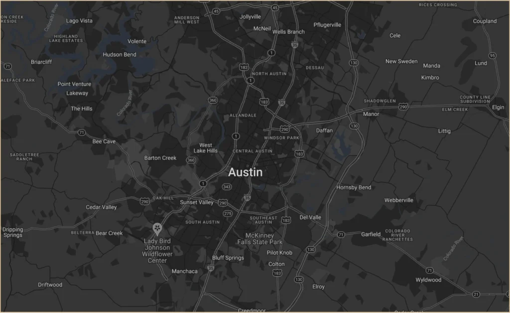 Map of Austin, Texas.